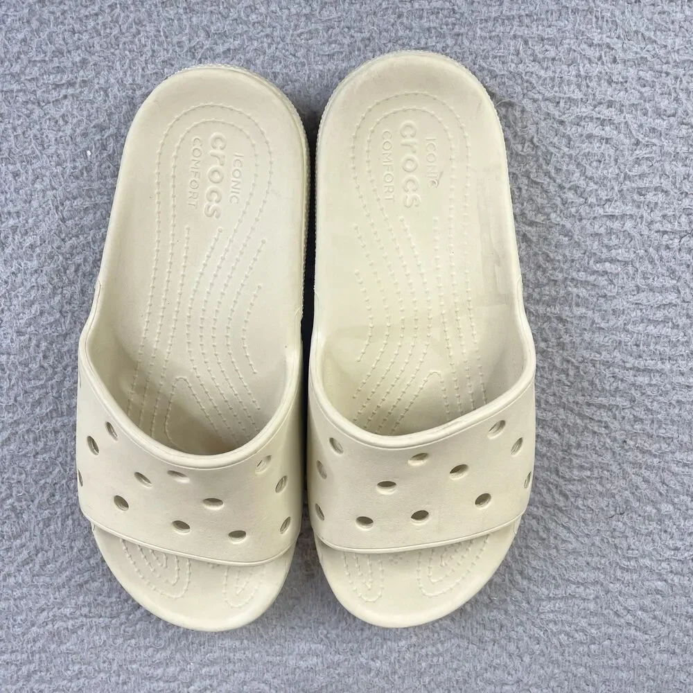 CROCS Iconic Comfort Slides Mens 13 Sandals Waterproof Pool Lake Beach Summer